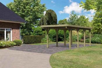 Drevený prístrešok / carport CLASSIC 2A s plechmi Lanitplast