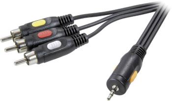 SpeaKa Professional jack / kompozitný cinch AV prepojovací kábel [1x jack zástrčka 2,5 mm - 3x cinch zástrčka] 2.50 m či
