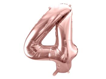 PartyDeco Fóliový balón narodeninové číslo 4 ružovo-zlatý