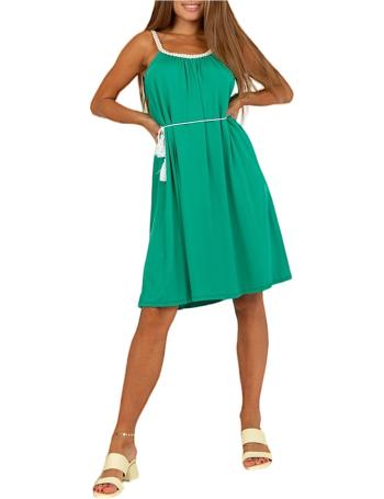Zelené letné šaty s pleteným lemom vel. ONE SIZE