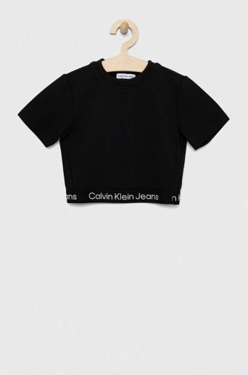 Detské tričko Calvin Klein Jeans čierna farba