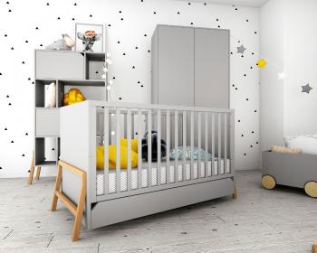 Detská postieľka Lotti Grey 140 x 70 cm postieľka + úložný priestor