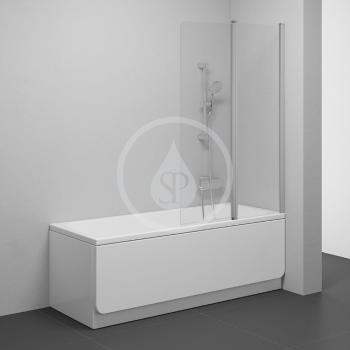 RAVAK - Chrome Vaňová zástena dvojdielna CVS2, pravá, 990 mm x 1500 mm – farba satin, sklo transparent 7QRA0U00Z1