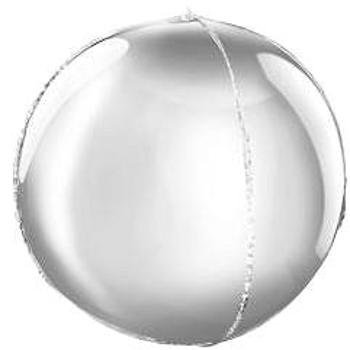 Balón fóliový guľatý strieborný 3D – Silvestr – 62 cm (8595596313648)