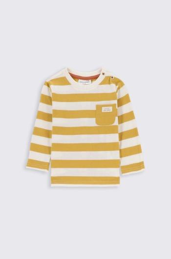 Detské bavlnené tričko s dlhým rukávom Coccodrillo žltá farba, vzorovaný