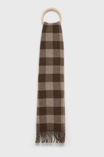 Vlnený šál Woolrich hnedá farba, vzorovaný