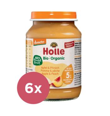 6x HOLLE Bio Broskyňa a jablko, 190 g - ovocný príkrm