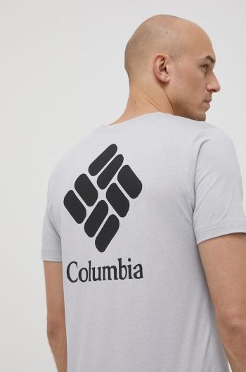 Športové tričko Columbia Tech Trail Graphic šedá farba, s potlačou