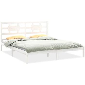 Rám postele biely masívne drevo 200 × 200 cm, 3105686