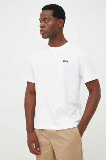 Bavlnené tričko Calvin Klein biela farba, s nášivkou