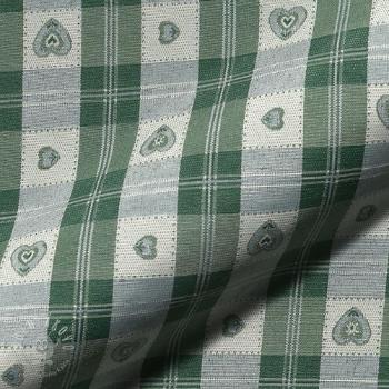 Dekoračná látka jacquard DOUBLE FACE Landhaus Heart Check forest green