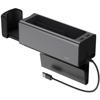 Baseus Deluxe kovový držiak a organizér do auta (2× USB 2.0), čierny (CRCWH-A01)