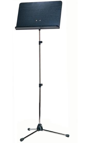 K&M 118/1 Orchestra music stand chrome stand, black wooden desk