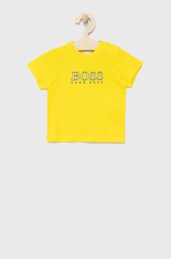 Detské tričko Boss žltá farba, s potlačou