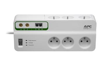 APC Home/Office SurgeArrest 6 Outlets with Phone & Coax Protection 230V France, 3m