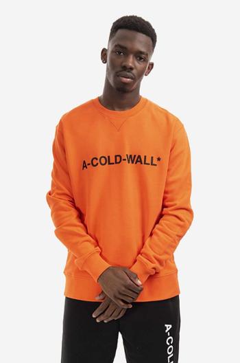 Bavlnená mikina A-COLD-WALL* Essential Logo Crewneck ACWMW082.-LIGHTORANG, pánska, oranžová farba, s potlačou