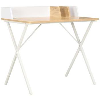 Písací stôl biely a prírodný odtieň 80 x 50 x 84 cm