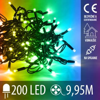 Vianočná LED svetelná reťaz vonkajšia na spájanie - 200LED - 9,95M Multicolour