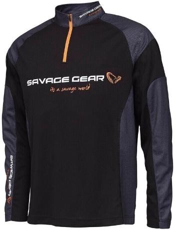 Savage Gear Tričko Tournament Gear Shirt 1/2 Zip Black Ink Black Ink M