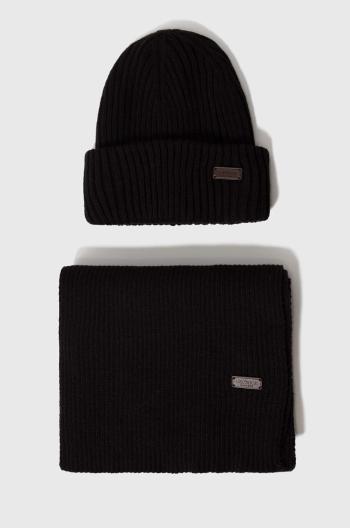 Súprava Barbour Crimdon Beanie & Scarf Gift Set čierna farba, MGS0019