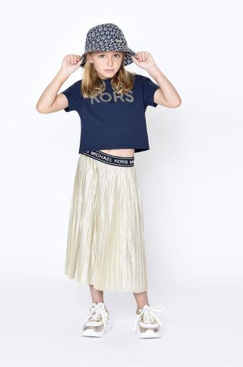 Dievčenská sukňa Michael Kors zlatá farba, midi, áčkový strih