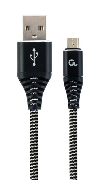 Kabel CABLEXPERT CC-USB2B-AMmBM-1M-BW USB 2.0 AM na MicroUSB (AM/BM), 1m, opletený, černo-bílý, blister, PREMIUM QUALITY