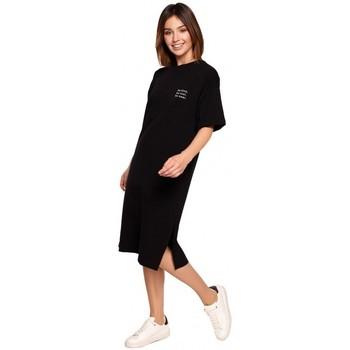 Be  Šaty B194 Tričkové šaty s uvoľneným strihom - čierne  viacfarebny