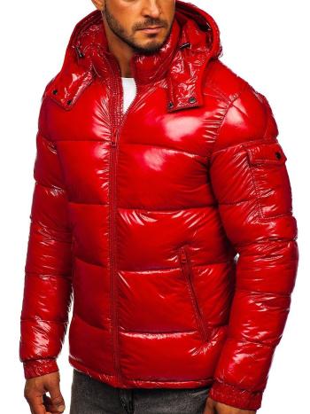 Červená pánska športová prešívaná zimná bunda Bolf 974