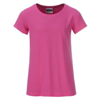James & Nicholson Klasické dievčenské tričko z biobavlny 8007G - Ružová | XS