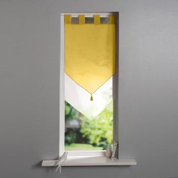 Blancheporte Dvojitá vitrážová záclonka do špičky zakončená pútkami žltá/biela 60x120 cm