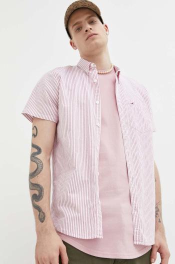 Košeľa Hollister Co. pánska, červená farba, regular, s golierom button-down