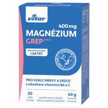 VITAR Magnézium 400 mg + vitamín B6 + vitamín C príchuť grep 20 sáčkov