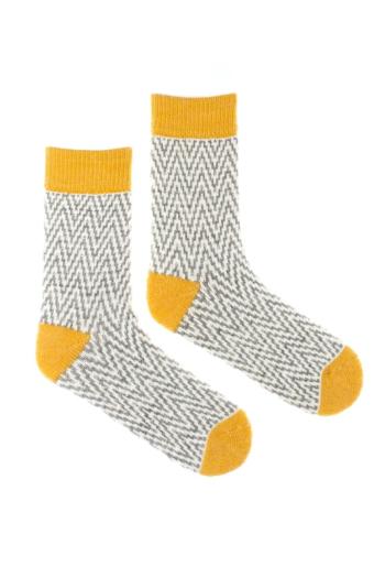 Žlto-sivé vlnené ponožky Vlnáč Cikcak Žlťák