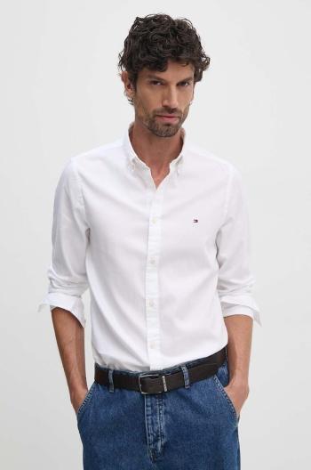 Bavlnená košeľa Tommy Hilfiger pánska, biela farba, slim, s golierom button-down, MW0MW34568