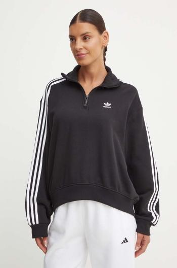 Bavlnená mikina adidas Originals dámska, čierna farba, s nášivkou, IY7258