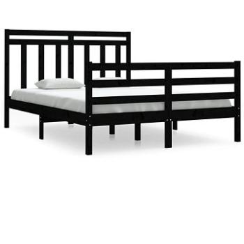 Rám postele čierny masívne drevo 135 × 190 cm Double, 3105294