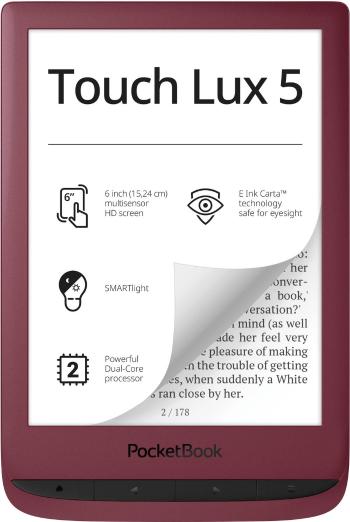 PocketBook Touch Lux 5 RubyRed eBook čítačka 15.2 cm (6 palca) rubínová, červená
