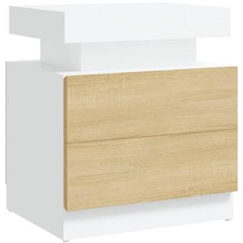 SHUMEE Nočný stolík biely a dub sonoma 45 × 35 × 52 cm drevotrieska, 326854