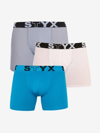 Styx Boxerky 3 ks Modrá Biela Šedá