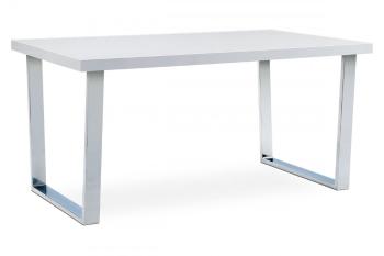 AUTRONIC AT-2088 WT jedálenský stôl 150x90 cm, MDF doska, biely vysoký lesk, chromovaná podnož