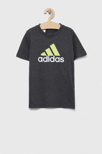 Detské tričko adidas šedá farba, s potlačou