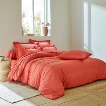Blancheporte Jednofarebná posteľná súprava zn. Colombine z bavlny koralová napínacia plachta 90x190cm