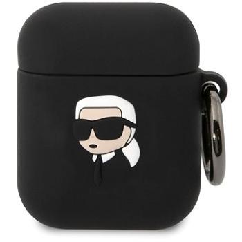 Karl Lagerfeld 3D Logo NFT Karl Head Silikónové Puzdro na Airpods 1/2 Black (KLA2RUNIKK)