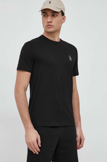 Bavlnené tričko Armani Exchange čierna farba, s nášivkou