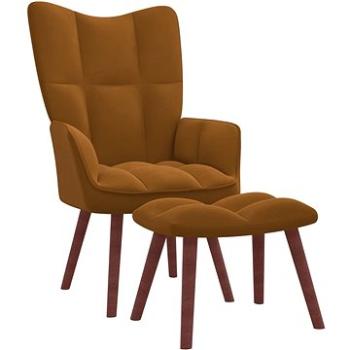 Relaxačné kreslo so stoličkou hnedé zamat, 328070