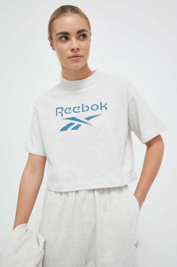 Bavlnené tričko Reebok Classic AE Big Logo Crop béžová farba