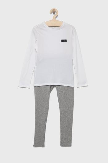 Detské pyžamo Calvin Klein Underwear biela farba, jednofarebná