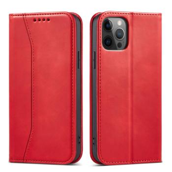 MG Magnet Fancy knižkové kožené puzdro na iPhone 12 Pro Max, červené