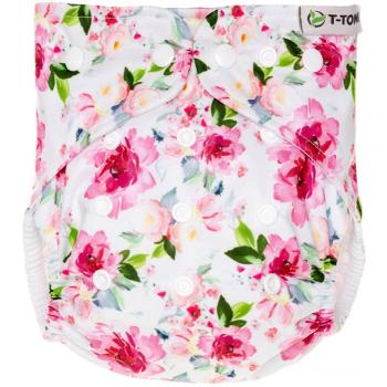 T-TOMI Pant Diaper AIO Changing Set Snaps prateľná nohavičková plienka s vkladacou plienkou na patentky Roses 4 -15 kg 3 ks