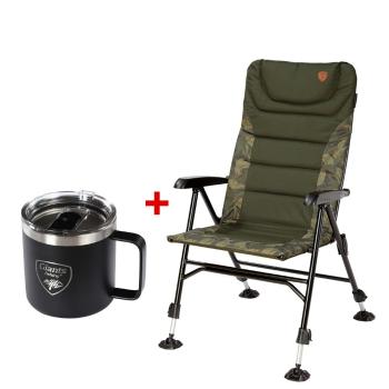 Giants fishing kreslo chair long back + nerezový thermo hrnček 400 ml